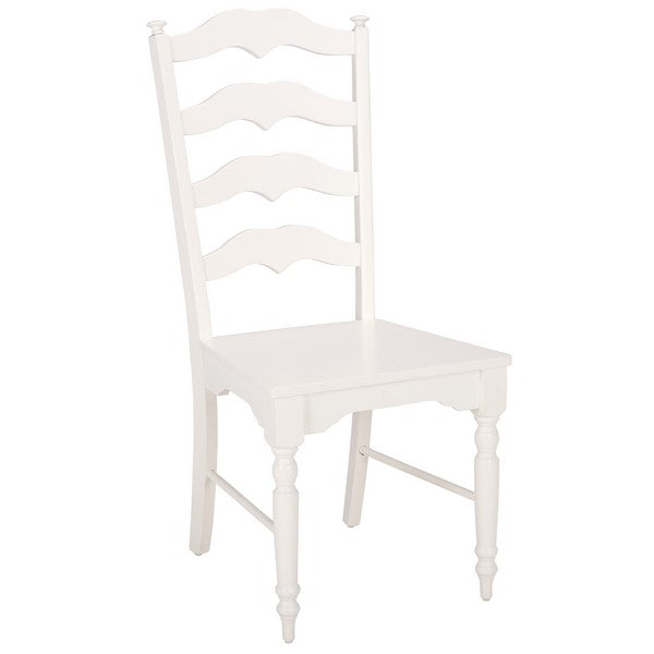Rasia Wooden Side Chair in White with Ladder Back