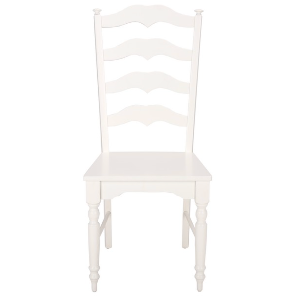 Rasia Wooden Side Chair in White with Ladder Back