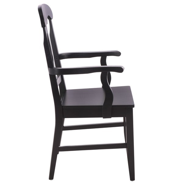 Hannelore Wooden Arm Chair in Black