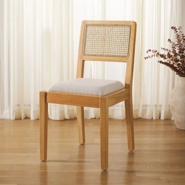 Suzetta Rattan Dining Chair in Natural/White with Cushion - The Mayfair Hall