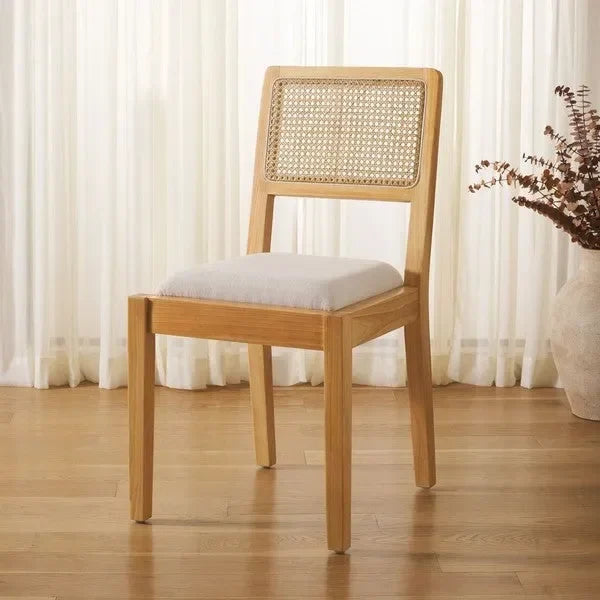 Suzetta Rattan Dining Chair in Natural/White with Cushion - The Mayfair Hall