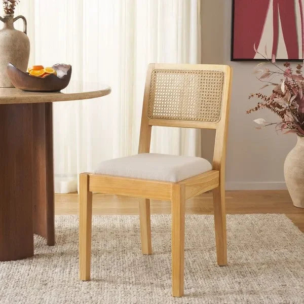 Suzetta Rattan Dining Chair in Natural/White with Cushion - The Mayfair Hall