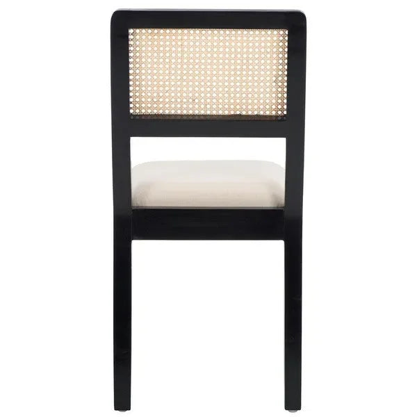 Suzetta Rattan Dining Chair in Black/White with Cushion - The Mayfair Hall