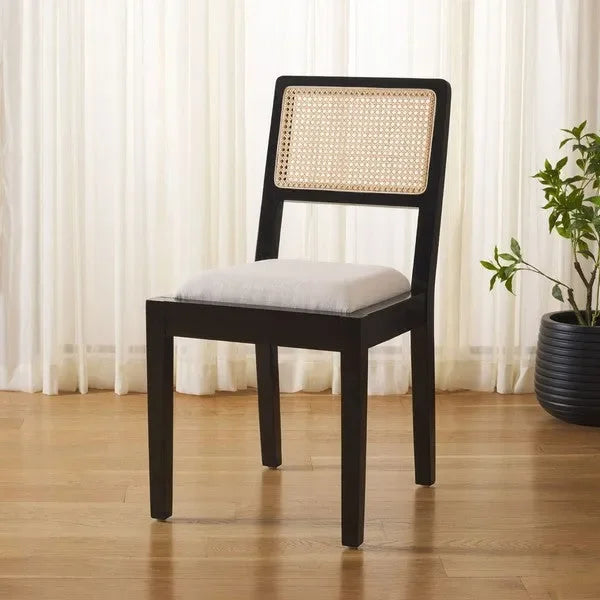 Suzetta Rattan Dining Chair in Black/White with Cushion - The Mayfair Hall