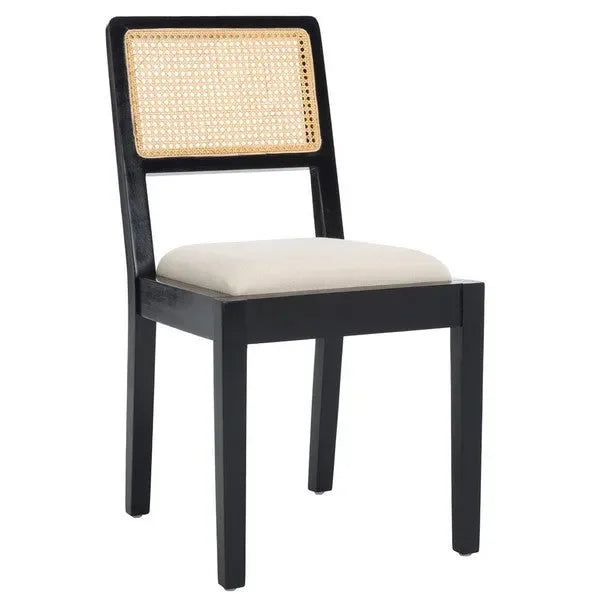 Suzetta Rattan Dining Chair in Black/White with Cushion - The Mayfair Hall
