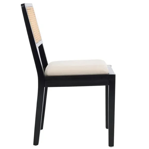 Suzetta Rattan Dining Chair in Black/White with Cushion - The Mayfair Hall