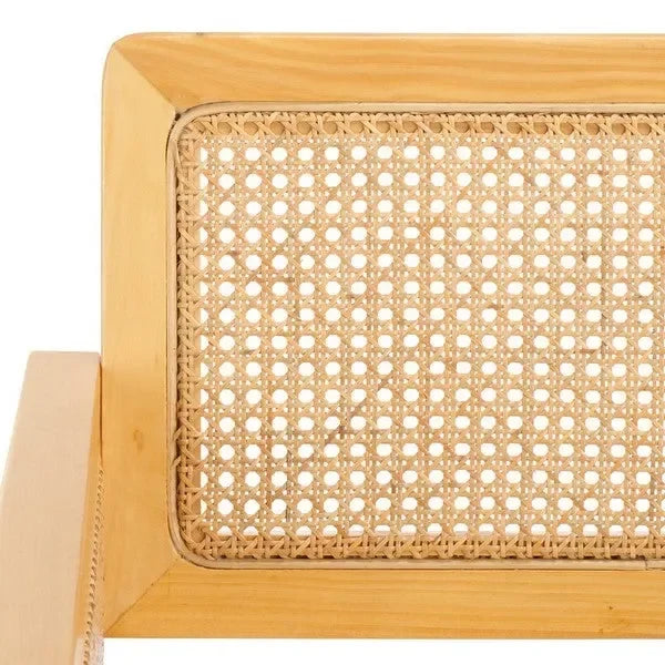 Patrina Rattan Armed Dining Chair in Natural/White with Cushion - The Mayfair Hall