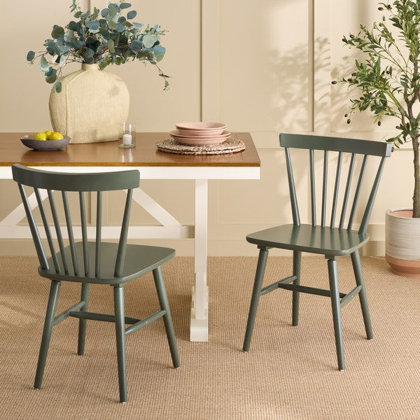 Winona Wood Spindle Back Dining Chair in Dusty Green (Set of 2)