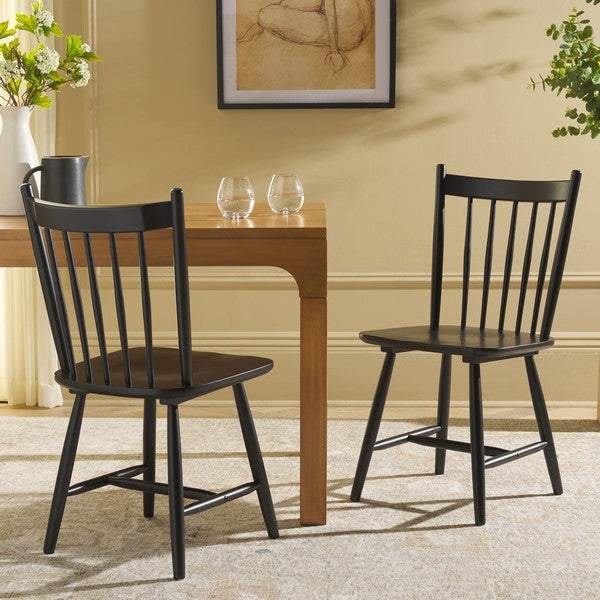 Andreas Wood Spindle Dining Chair in Matte Black (Set of 2)