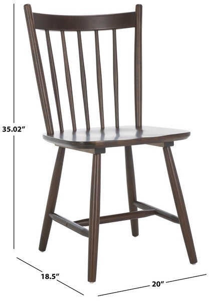 Andreas Wood Spindle Back Dining Chair in Dark Walnut (Set of 2)