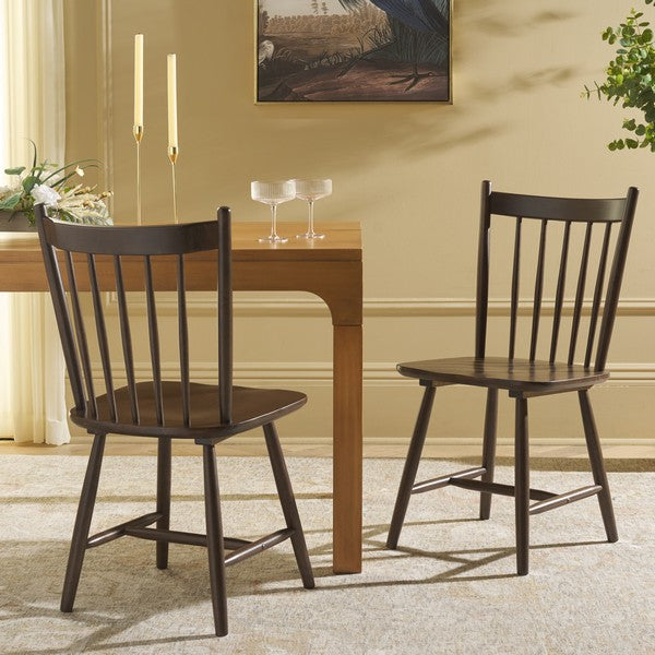Andreas Wood Spindle Dining Chair in Dark Walnut (Set of 2)