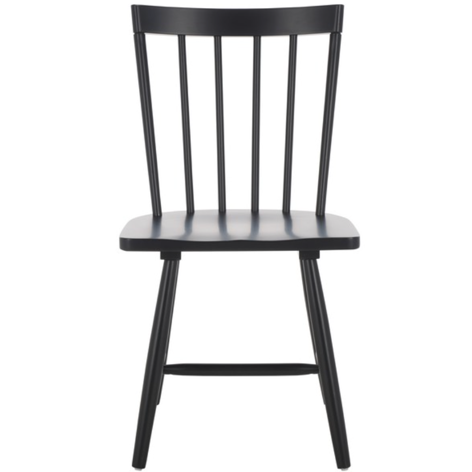 Sani Wood Spindle Back Dining Chair in Matte Black (Set of 2)