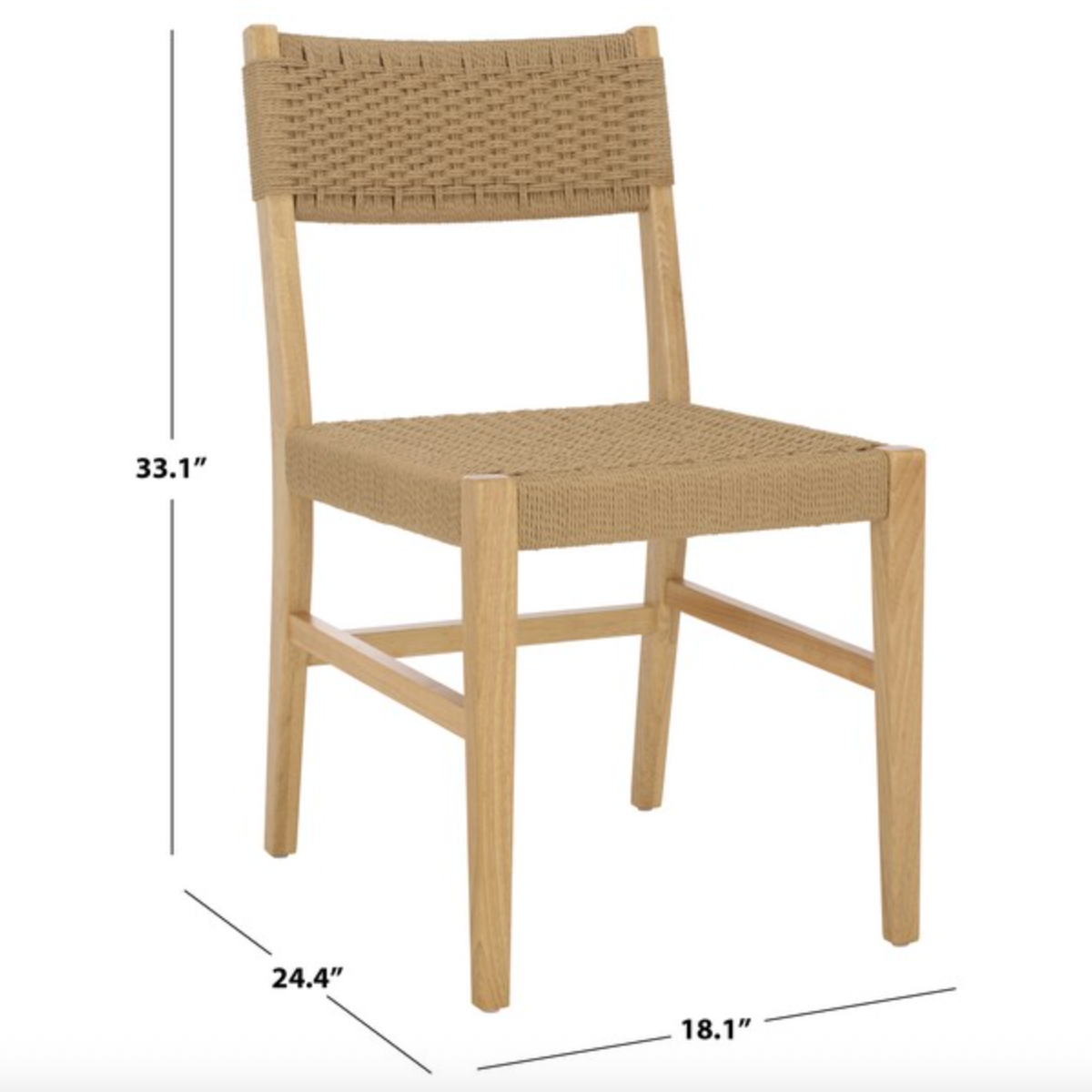 Dutton Wood Dining Chair in Natural with Woven Paper Cord Seat