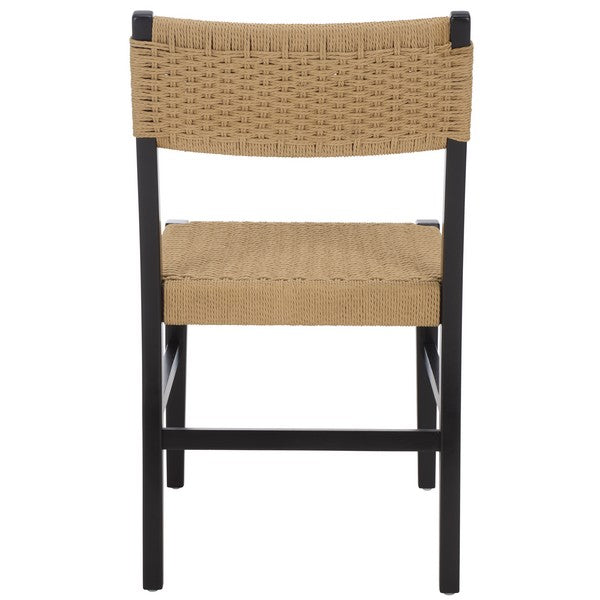 Dutton Wood Dining Chair in Black and Natural with Woven Paper Cord Seat