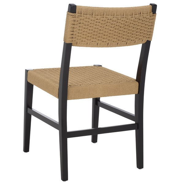 Dutton Wood Dining Chair in Black and Natural with Woven Paper Cord Seat