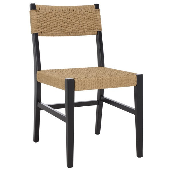 Dutton Wood Dining Chair in Black and Natural with Woven Paper Cord Seat