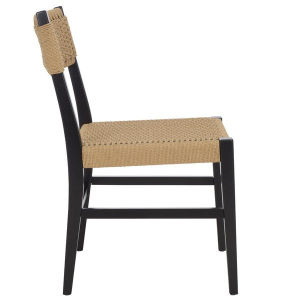 Dutton Wood Dining Chair in Black and Natural with Woven Paper Cord Seat