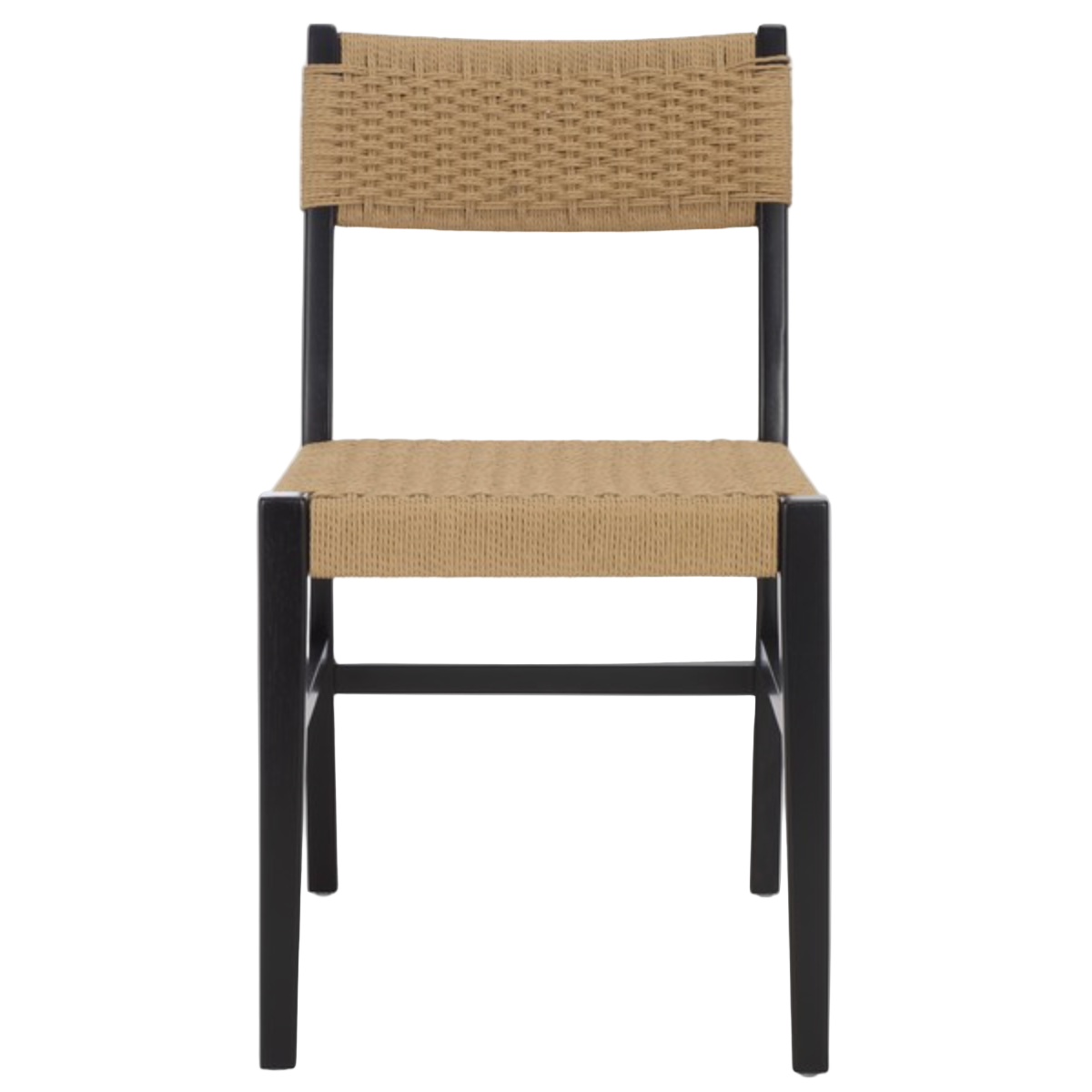 Chair with woven seat and backrest on a white background