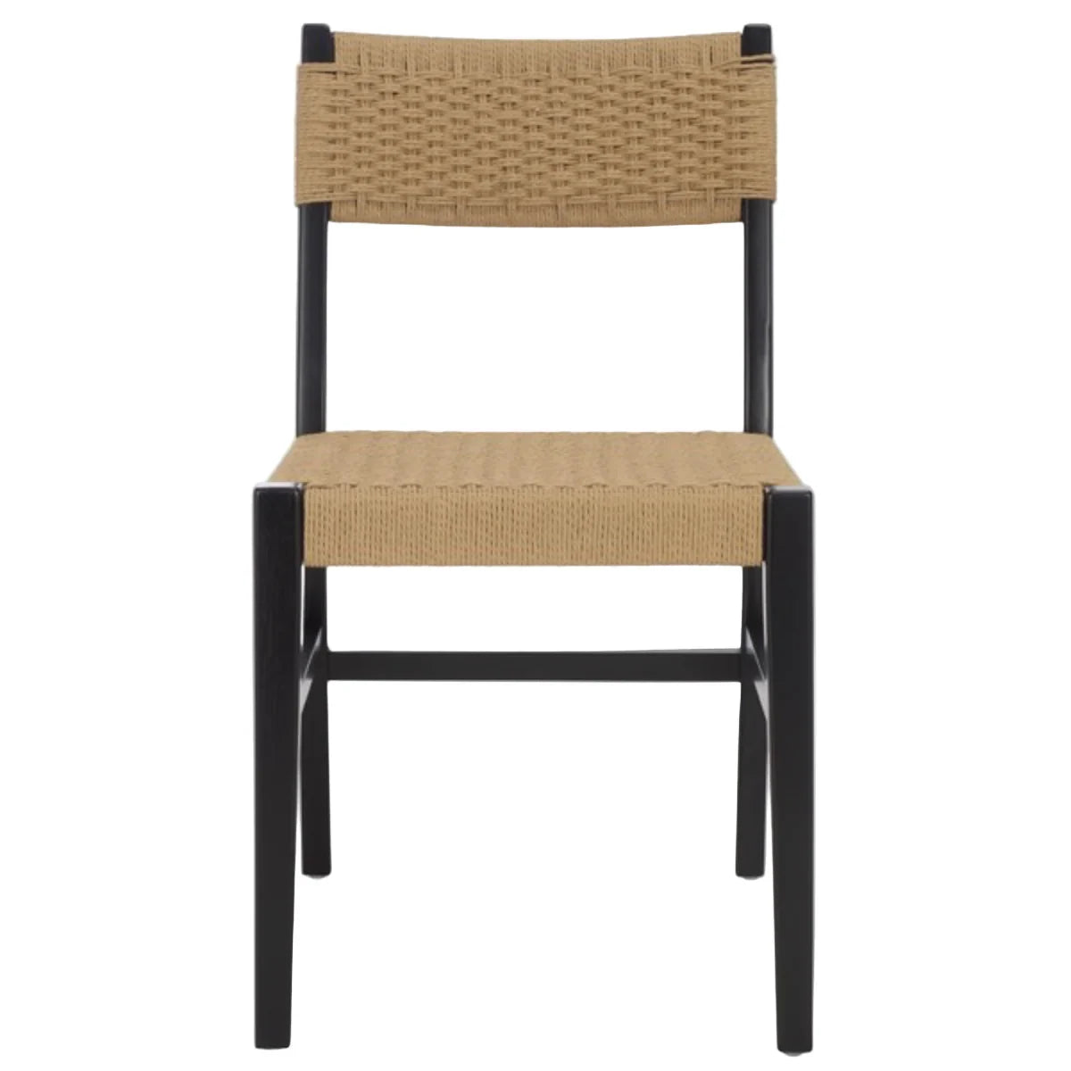 Chair with woven seat and backrest on a white background