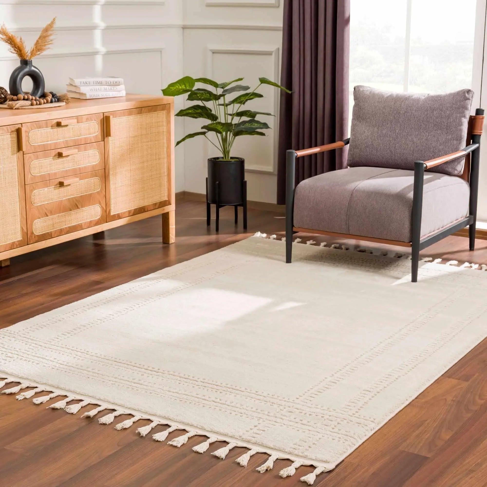 Ryuu Ivory Carved Area Rug - The Mayfair Hall