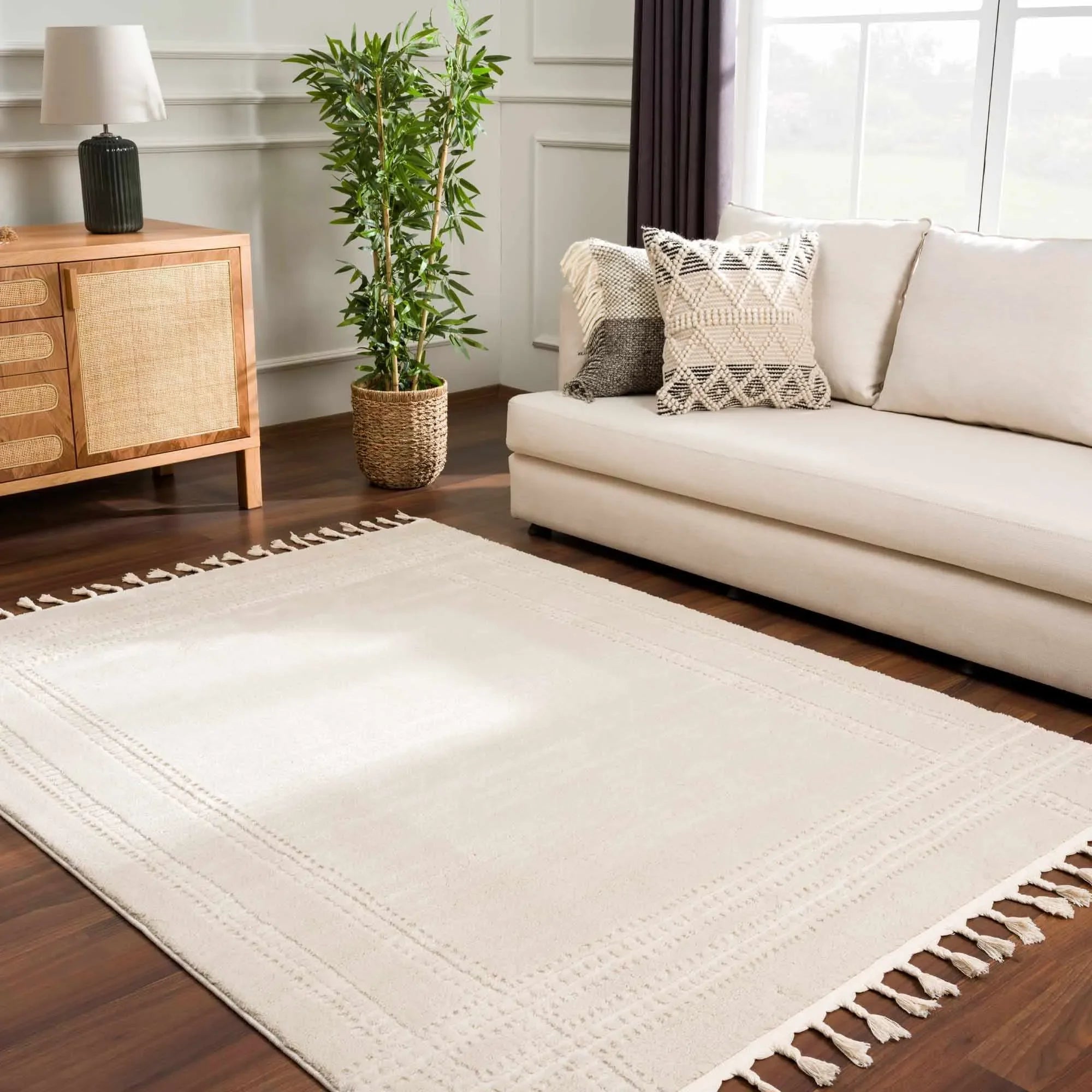 Ryuu Ivory Carved Area Rug - The Mayfair Hall