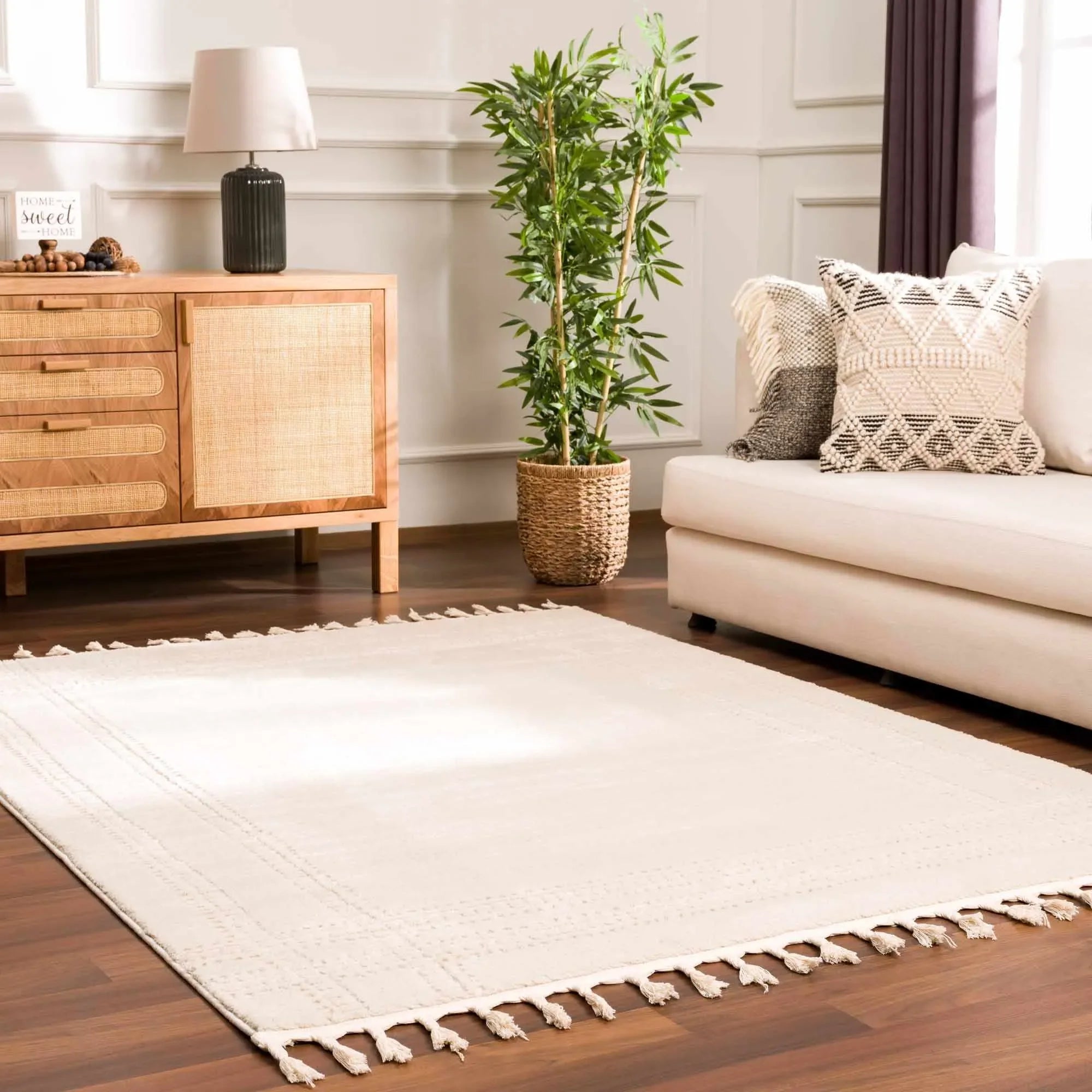Ryuu Ivory Carved Area Rug - The Mayfair Hall