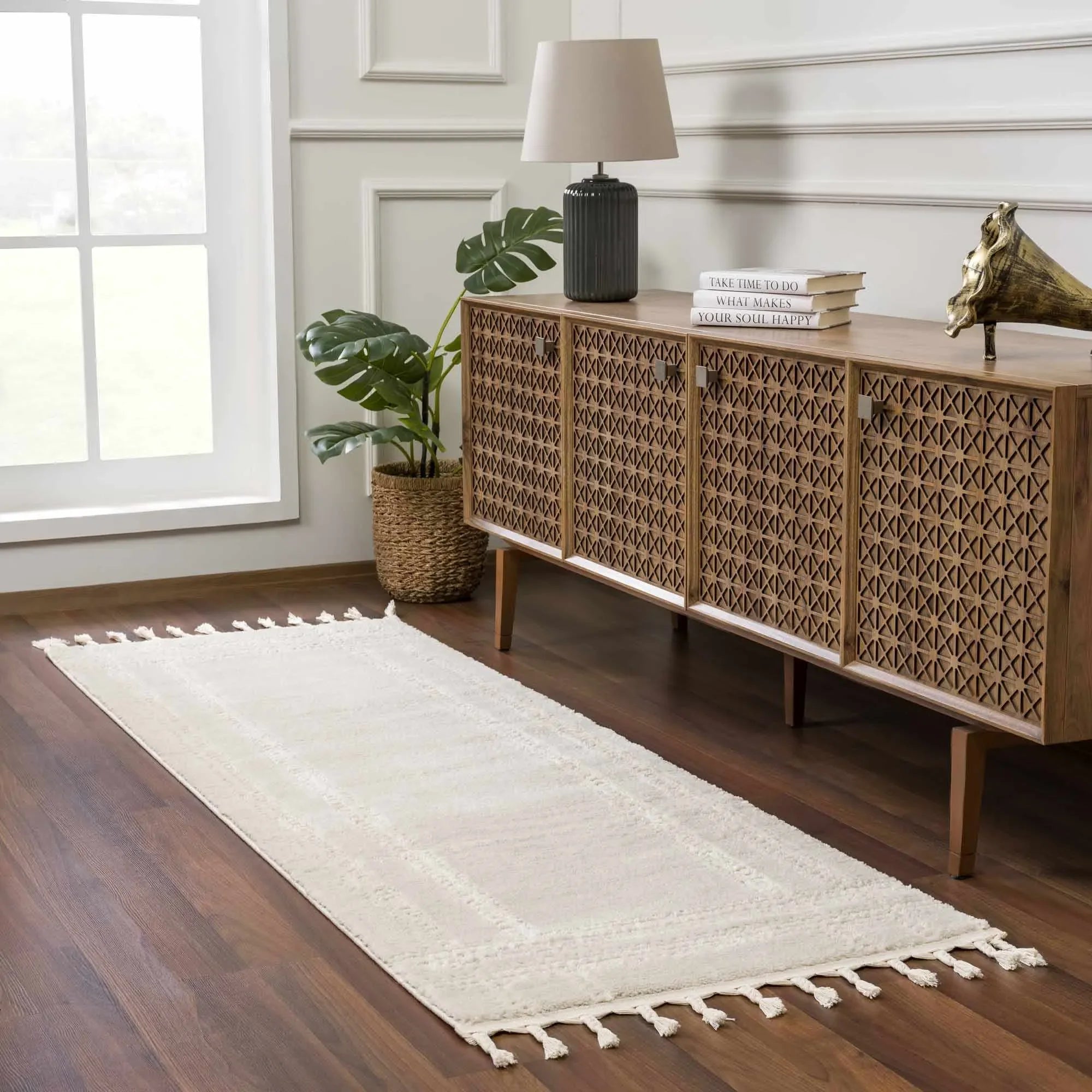 Ryuu Ivory Carved Area Rug - The Mayfair Hall