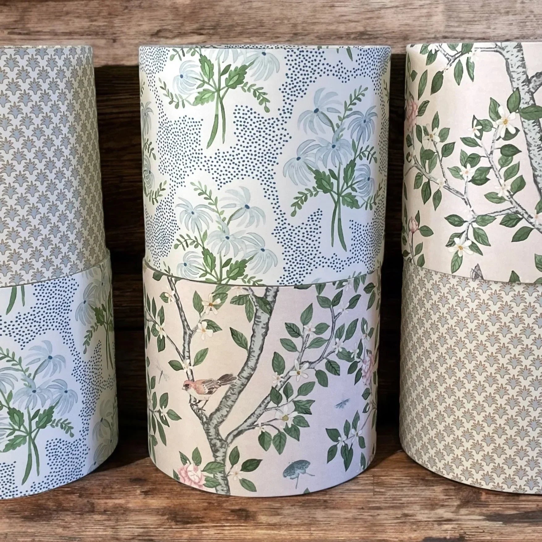 Blue and Green Lampshade in Emma Stripe - The Mayfair Hall