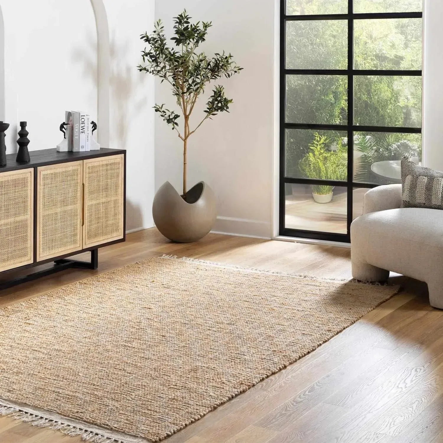 Lonut Lite Checkered Jute Rug - The Mayfair Hall