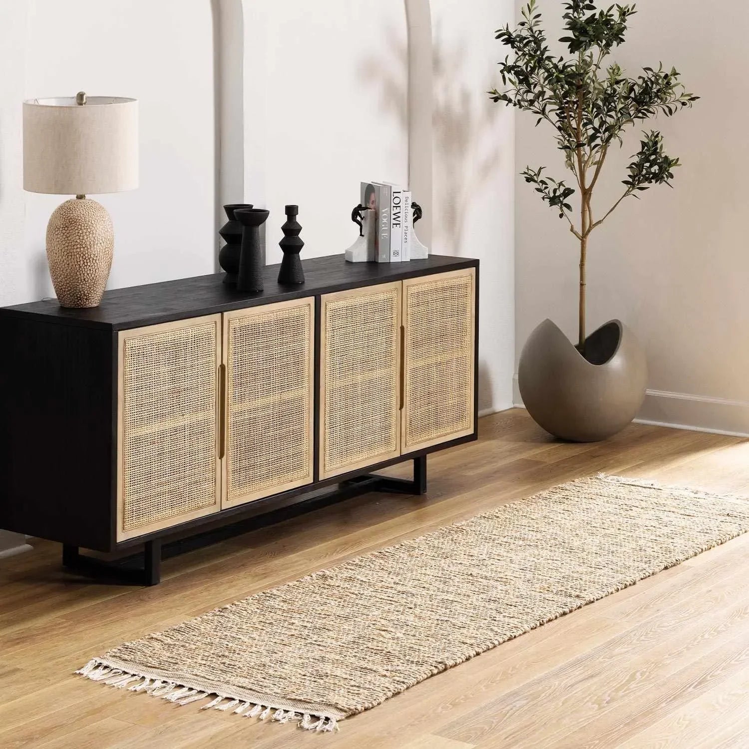 Lonut Lite Checkered Jute Rug - The Mayfair Hall