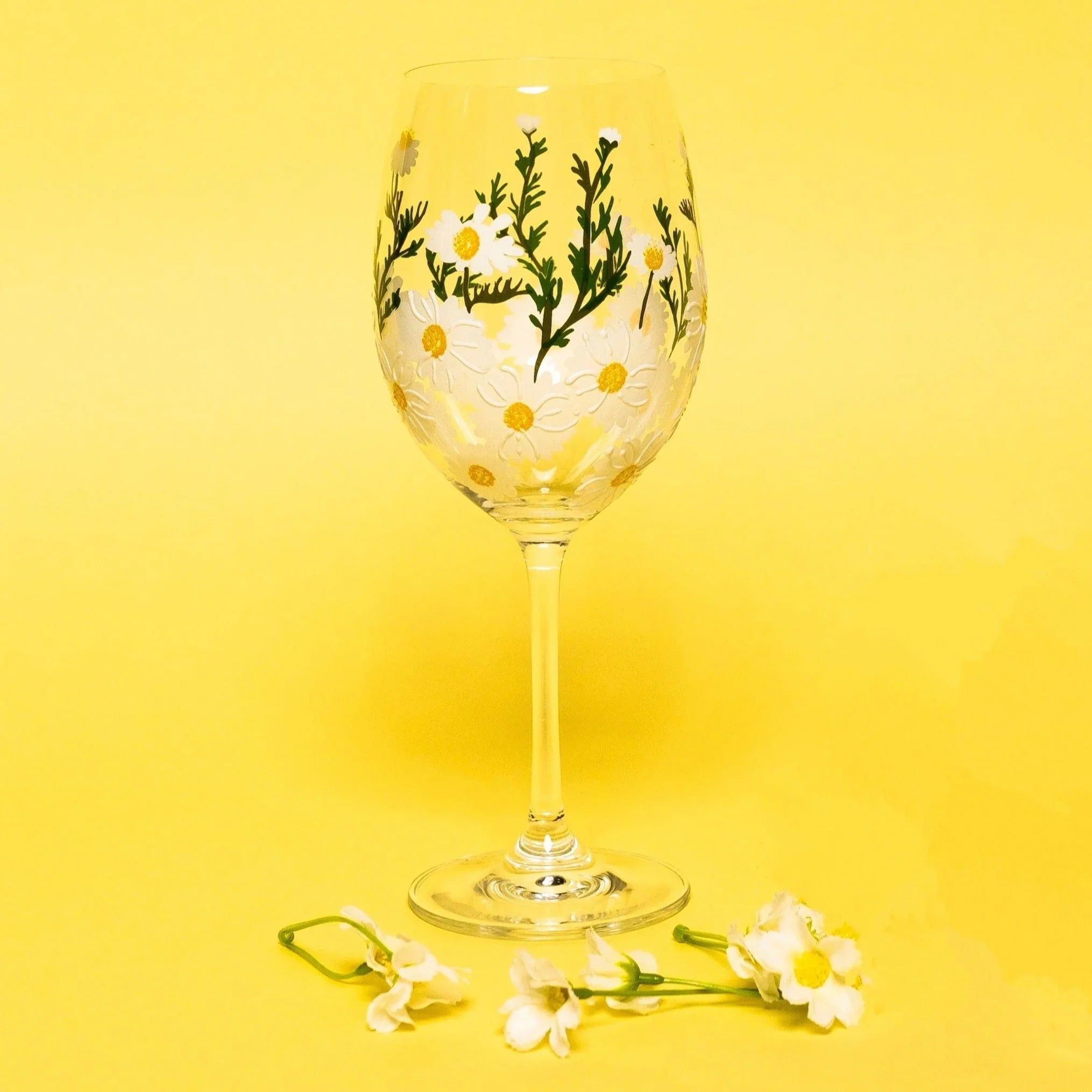 Painted Daisy Wine Glasses - The Mayfair Hall