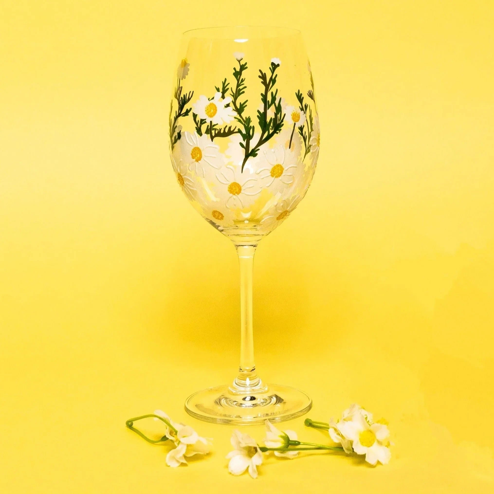 Painted Daisy Wine Glasses - The Mayfair Hall