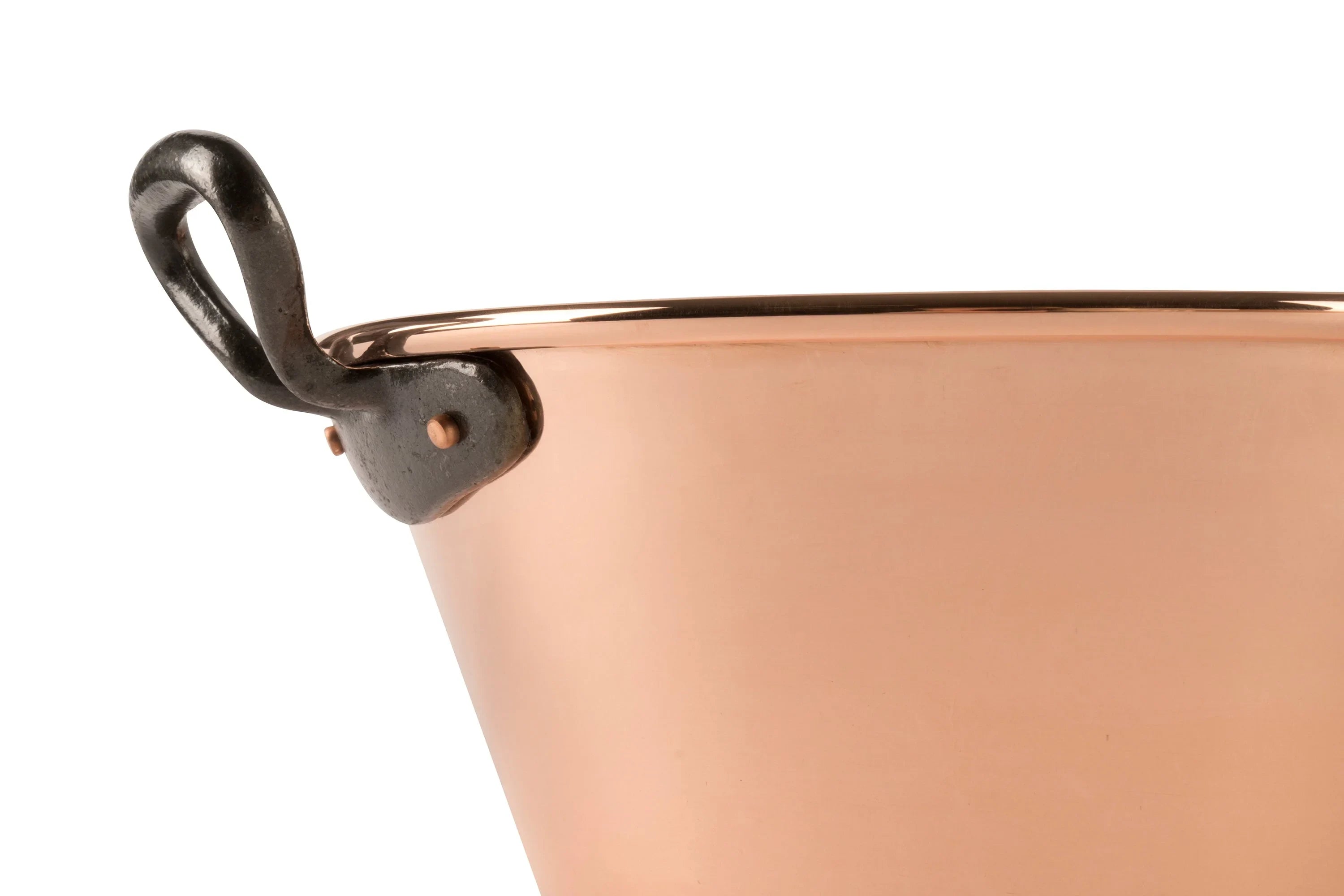 Copper jam pot with cast iron handles, 4.2 qt