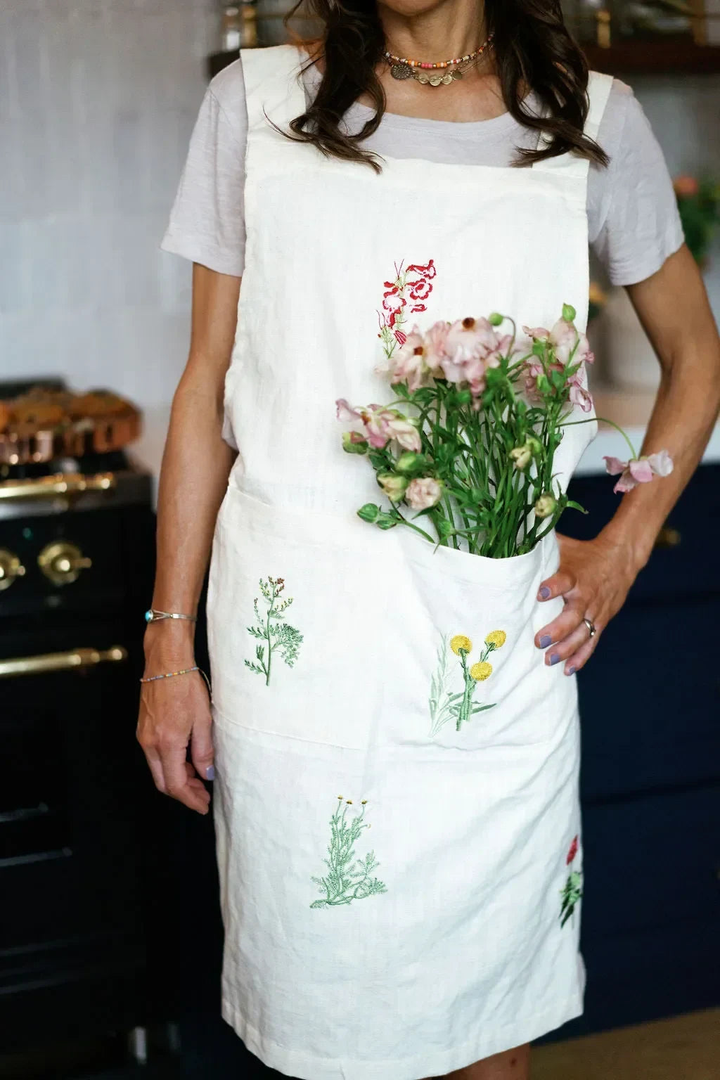Botanical Embroidered Apron - The Mayfair Hall