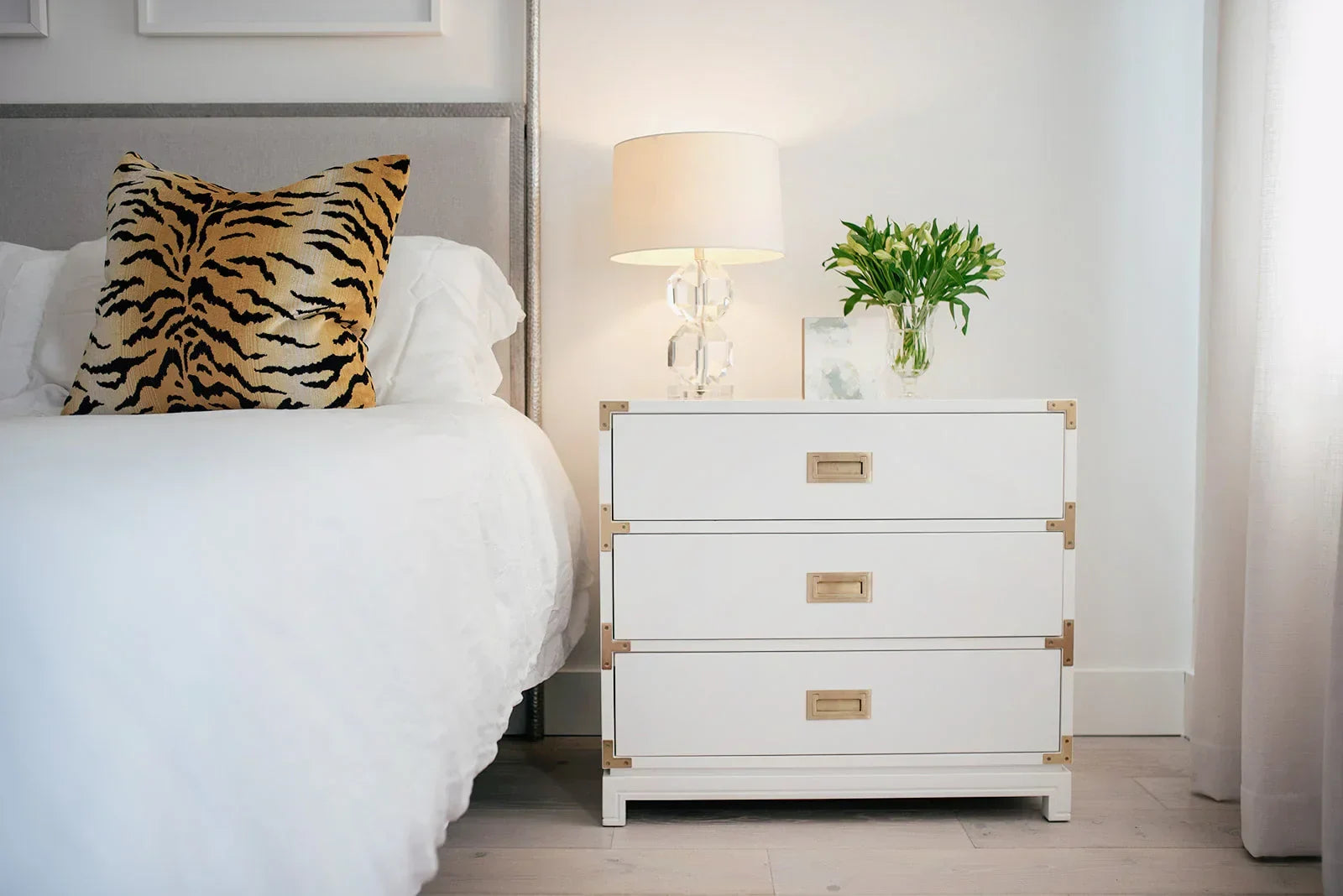 Small Carlyle Campaign Dresser - White - The Mayfair Hall