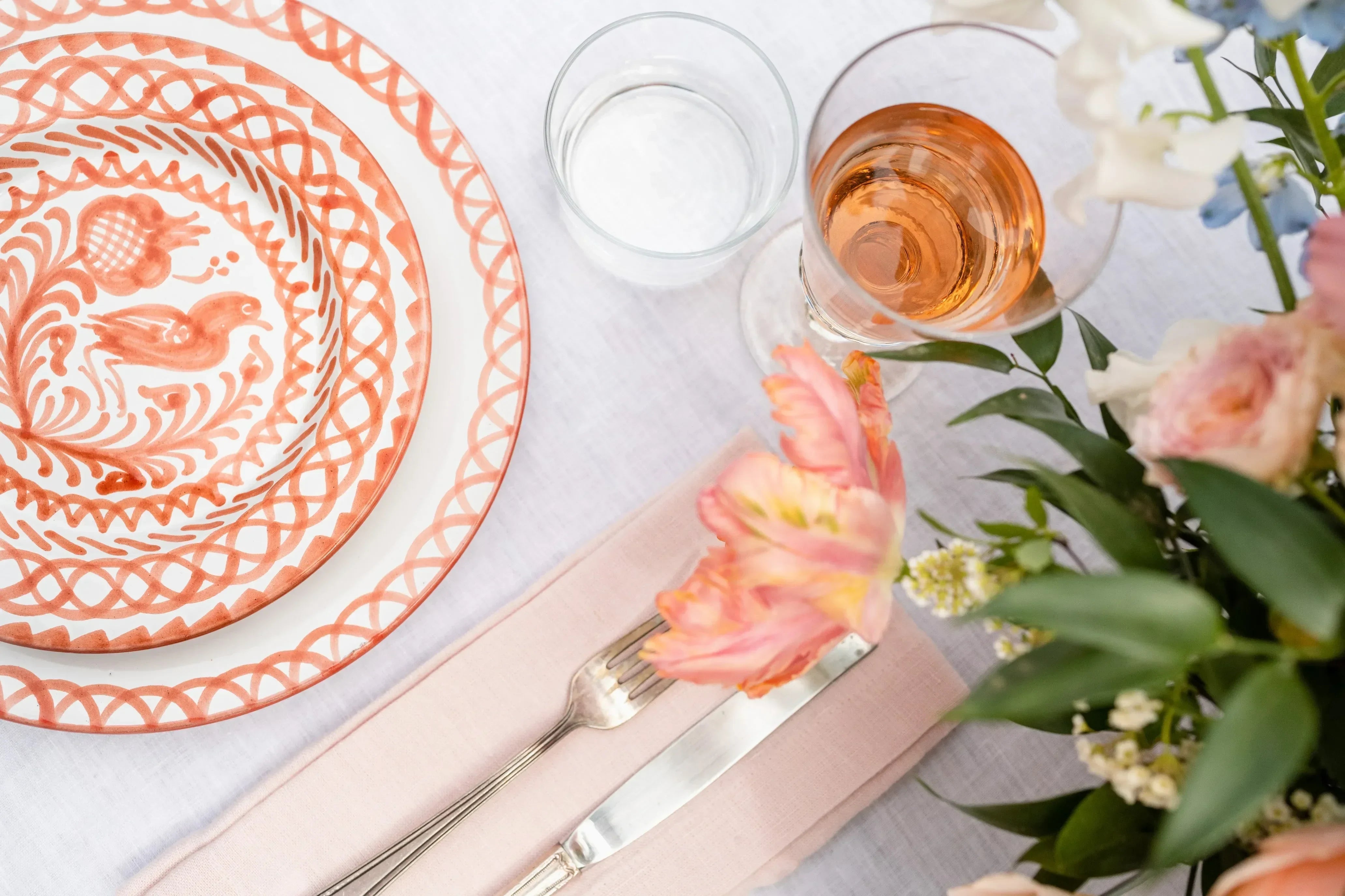 Salad plate with hand painted designs - The Mayfair Hall