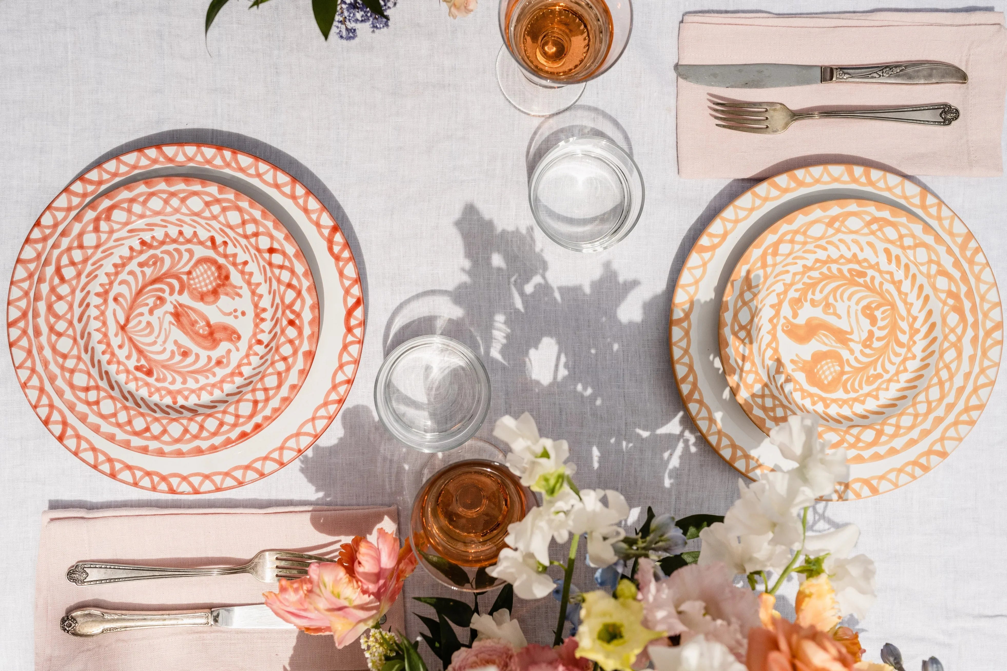 Salad plate with hand painted designs - The Mayfair Hall