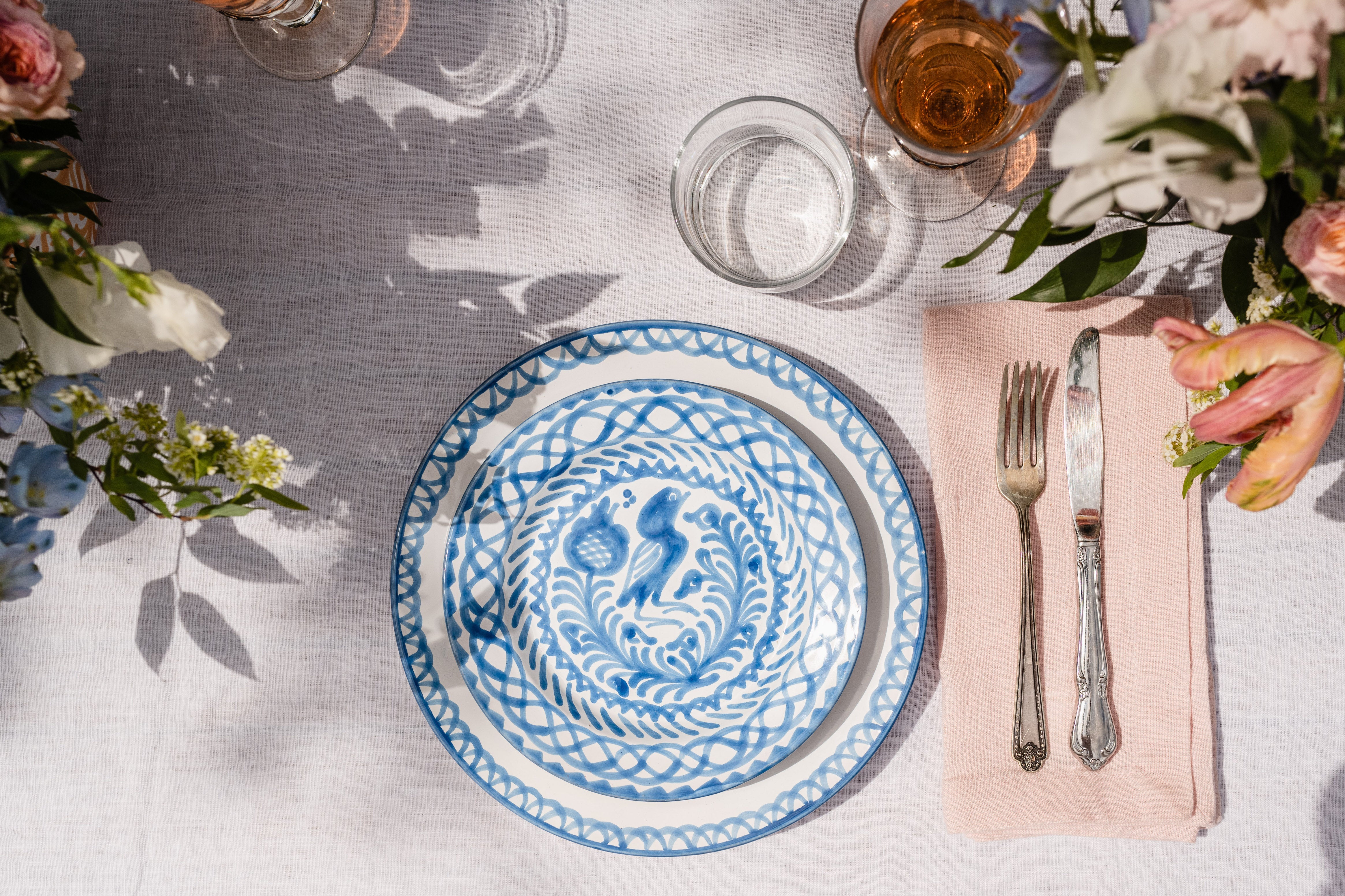 Salad plate with hand painted designs