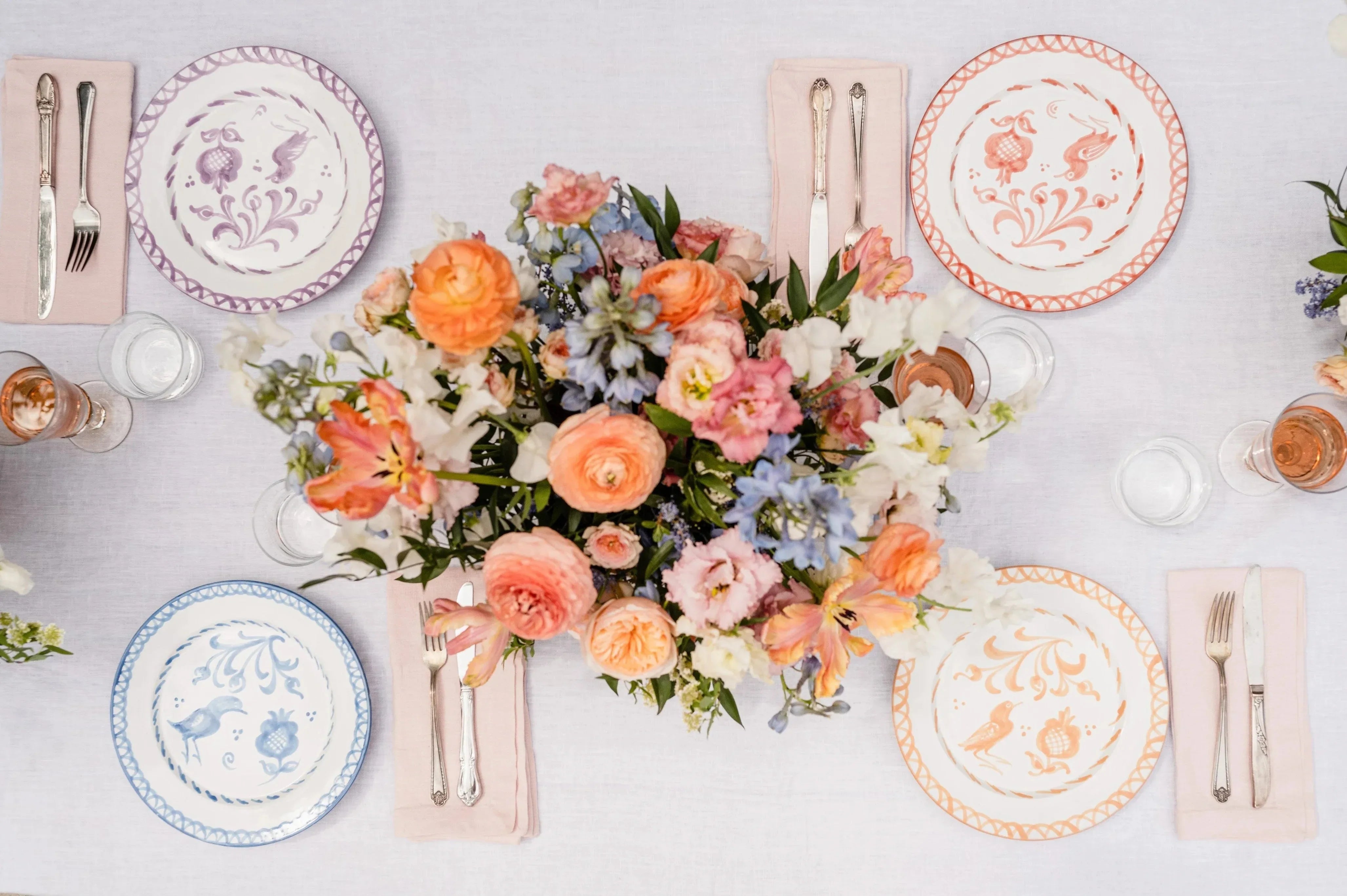 Dinner plate with hand painted designs - The Mayfair Hall