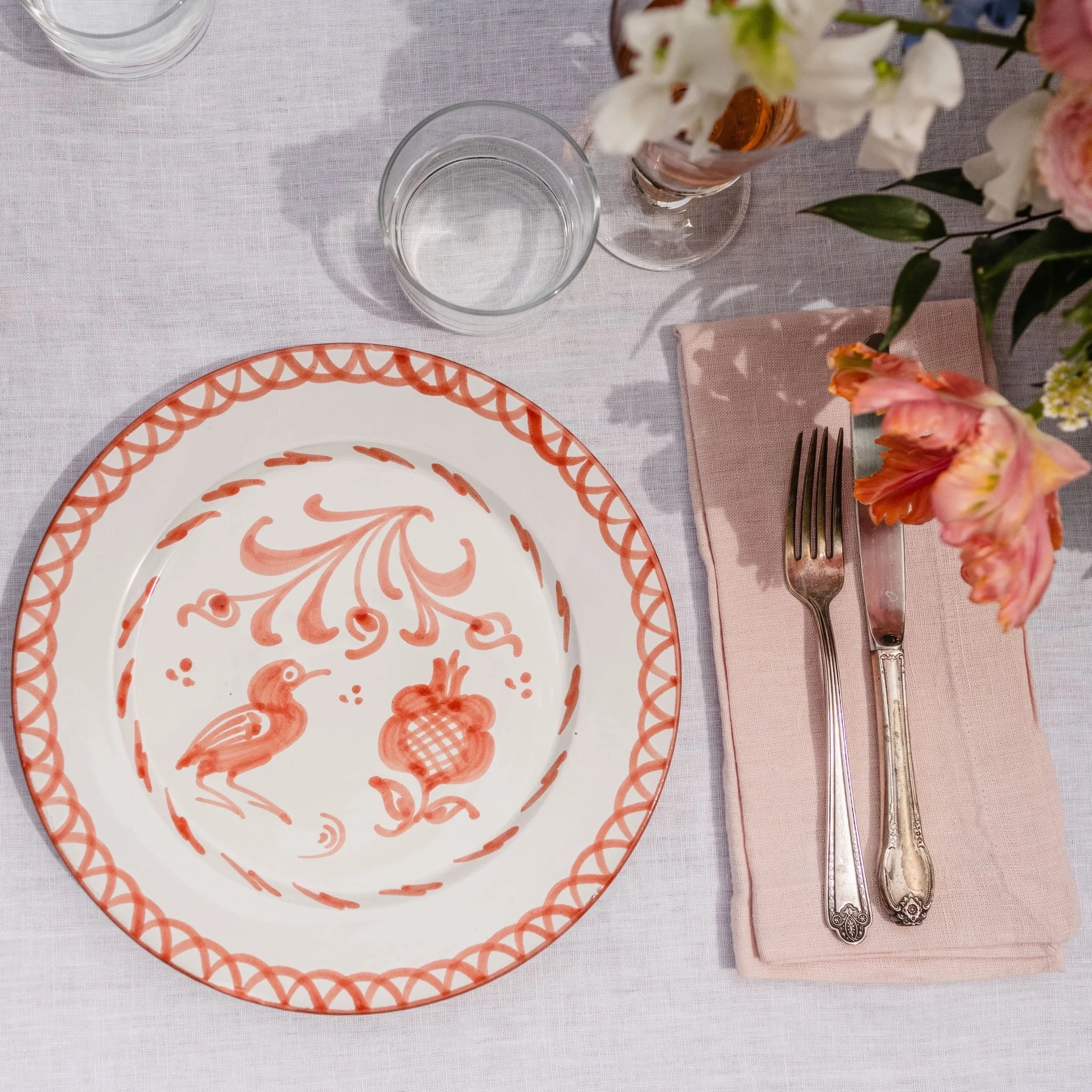 Dinner plate with hand painted designs - The Mayfair Hall