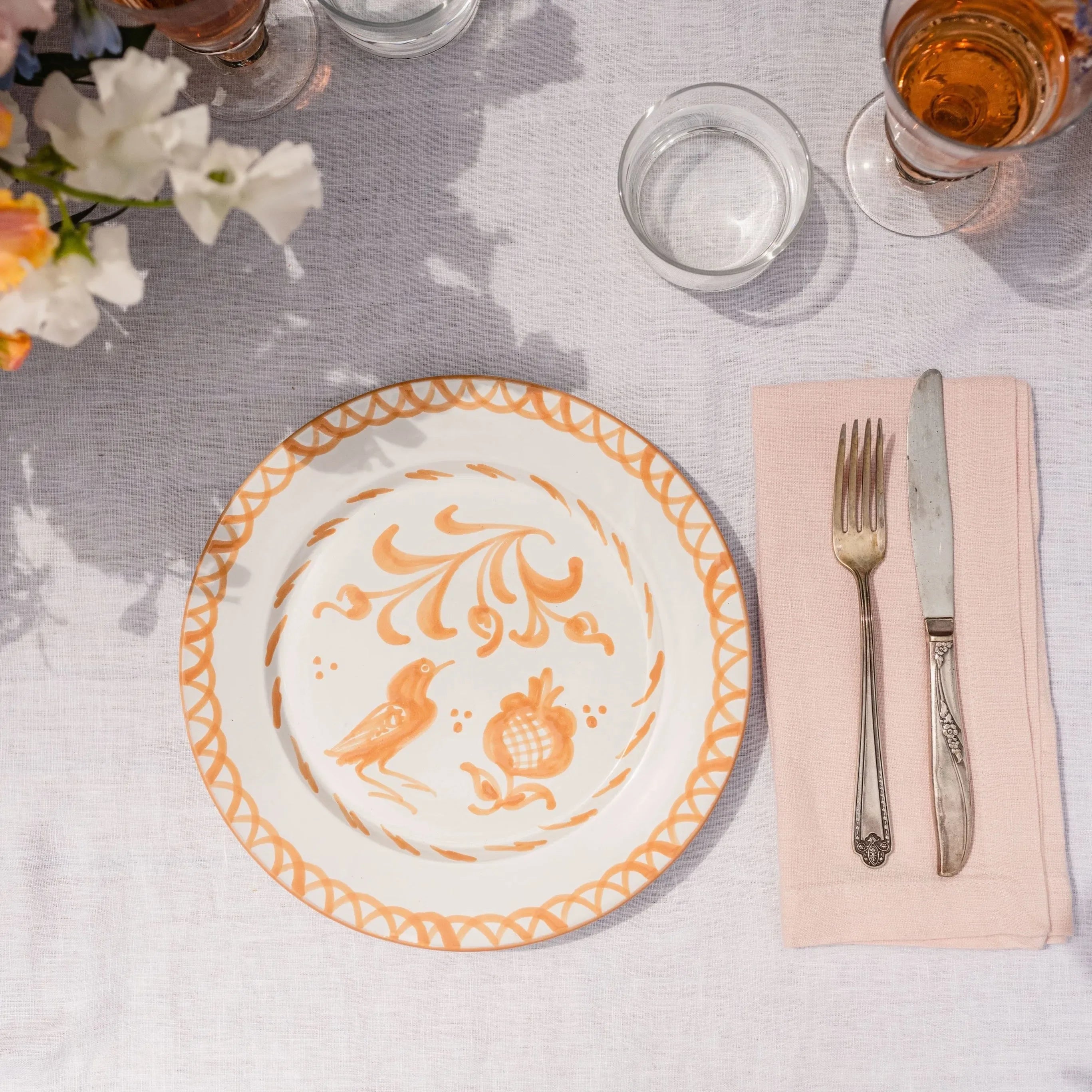 Dinner plate with hand painted designs - The Mayfair Hall