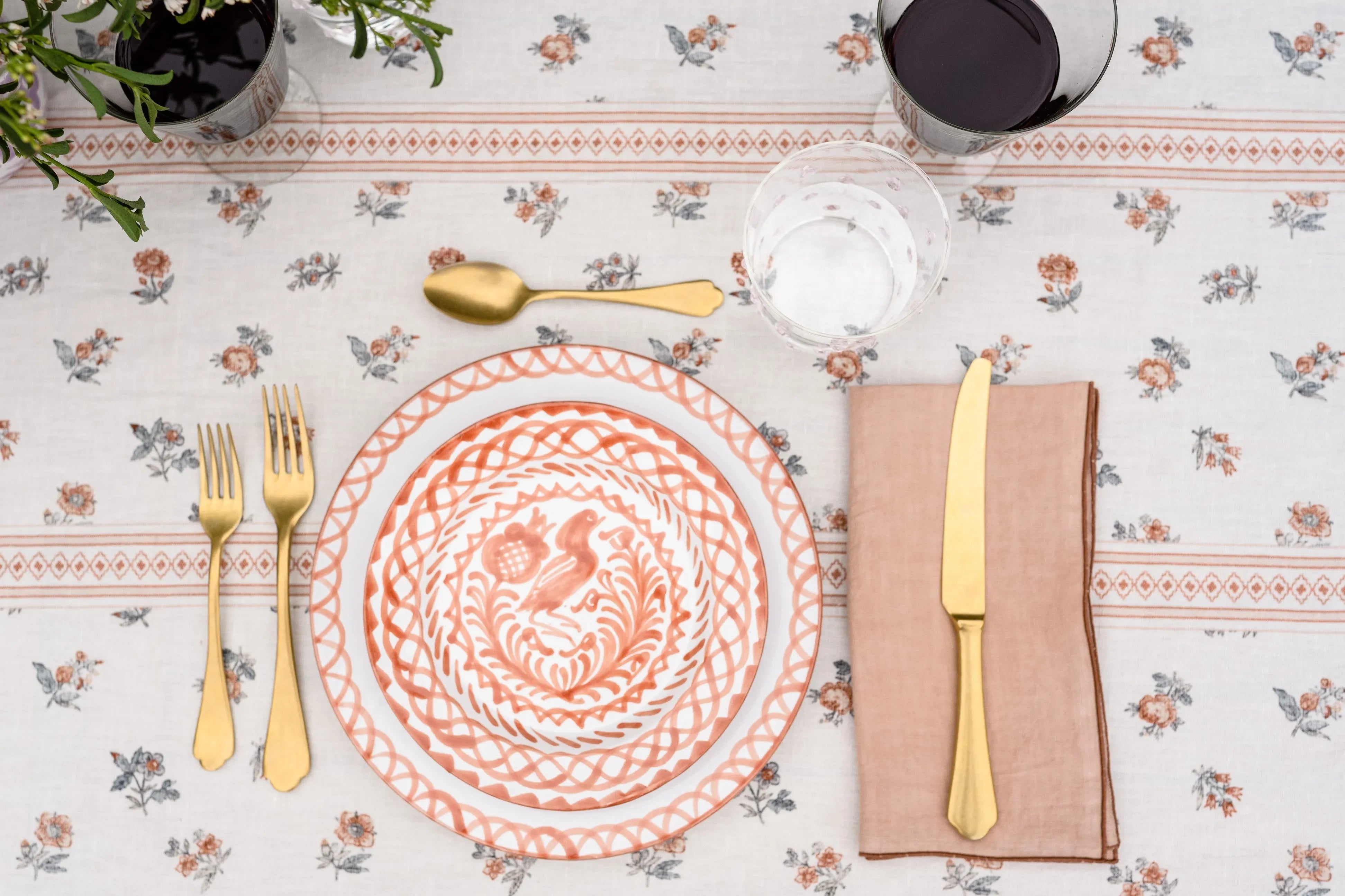 Salad plate with hand painted designs - The Mayfair Hall