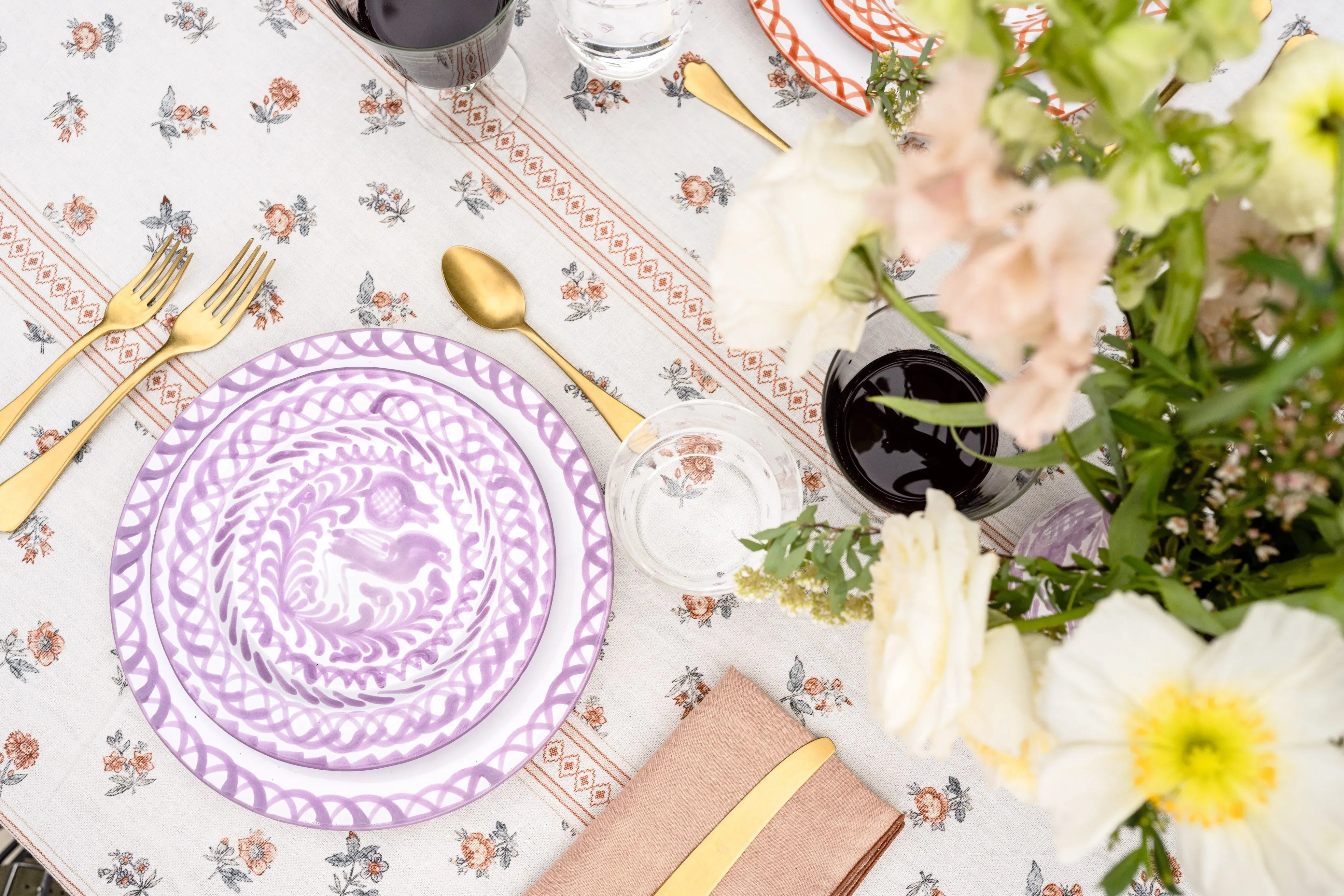 Salad plate with hand painted designs - The Mayfair Hall