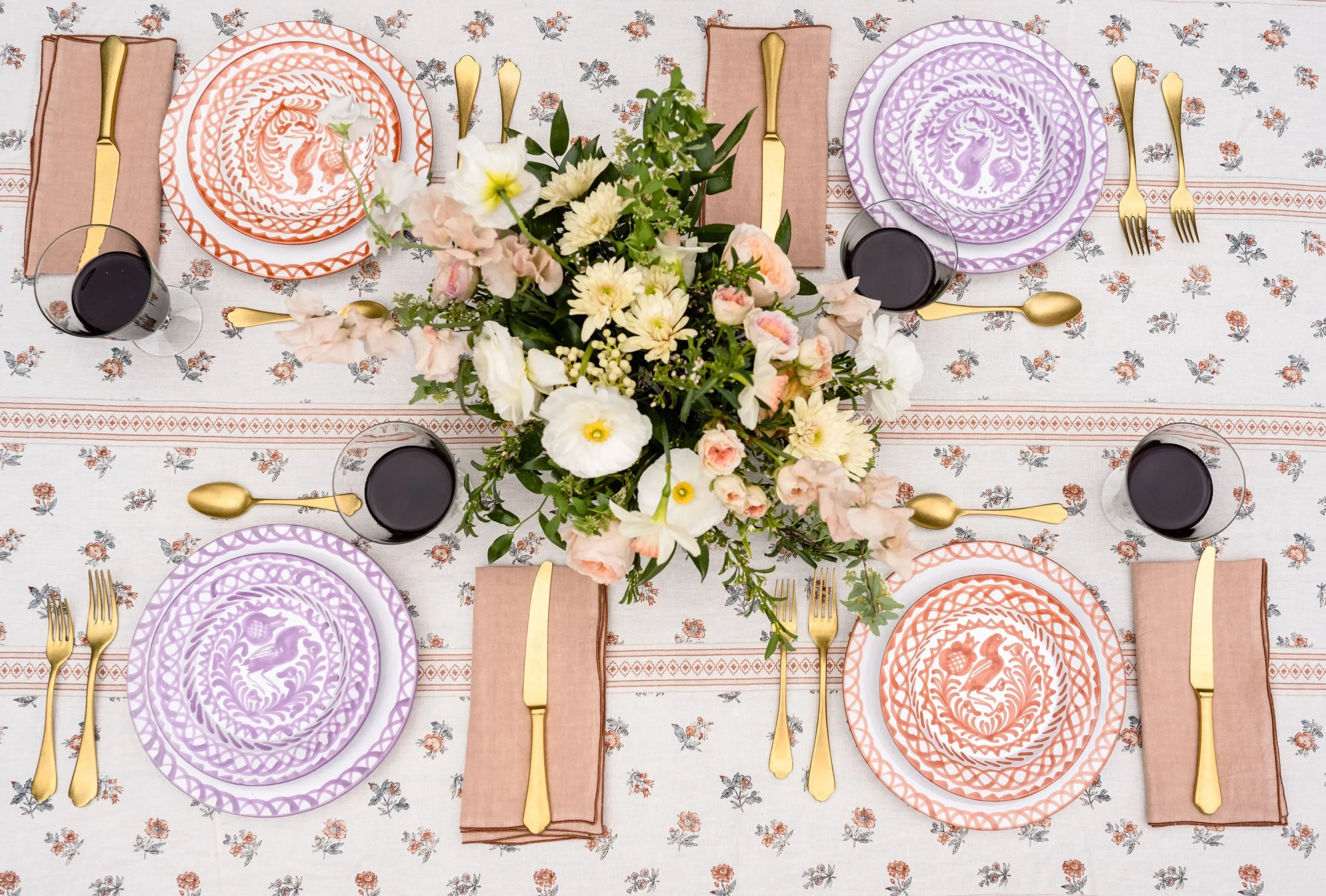 Salad plate with hand painted designs - The Mayfair Hall