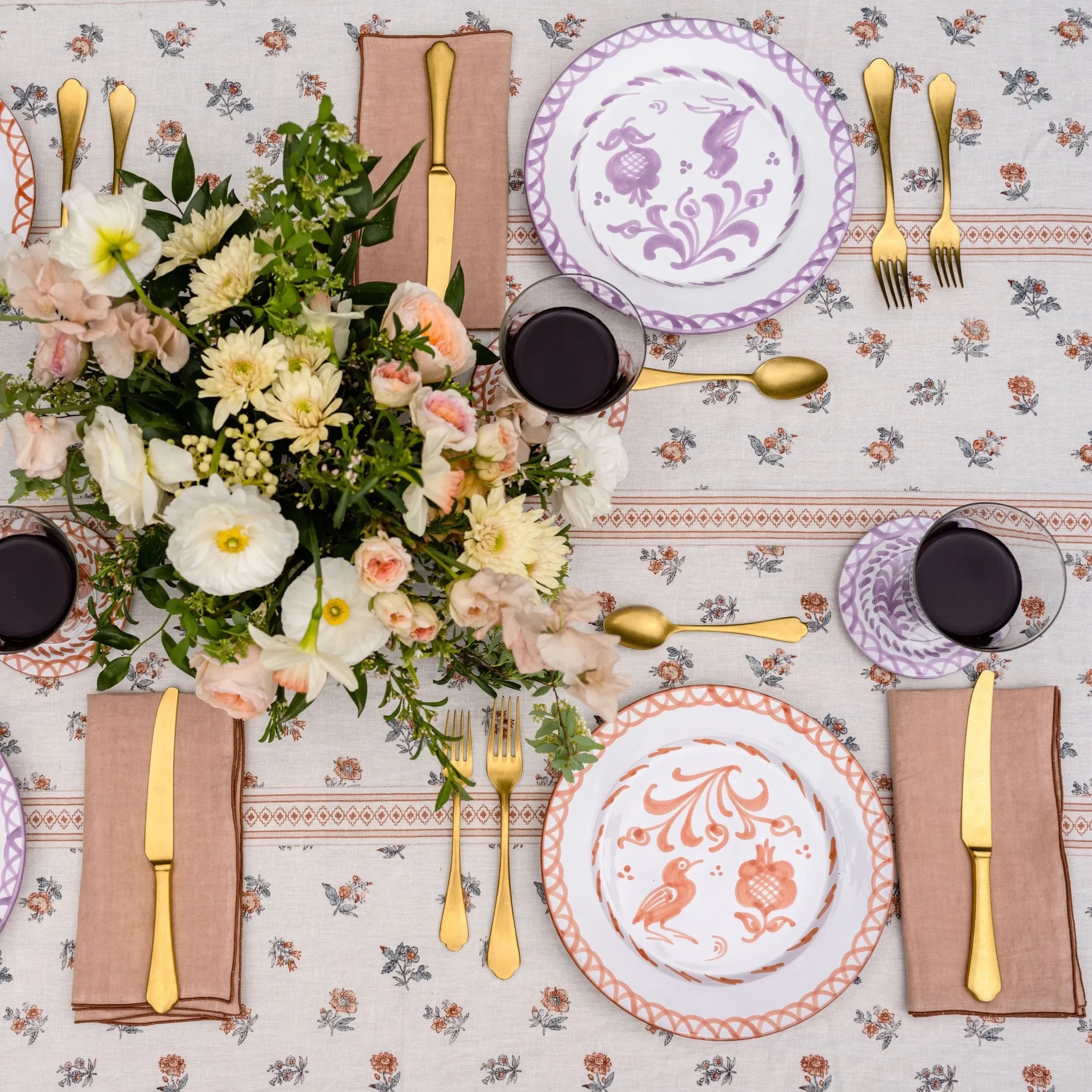 Dinner plate with hand painted designs - The Mayfair Hall