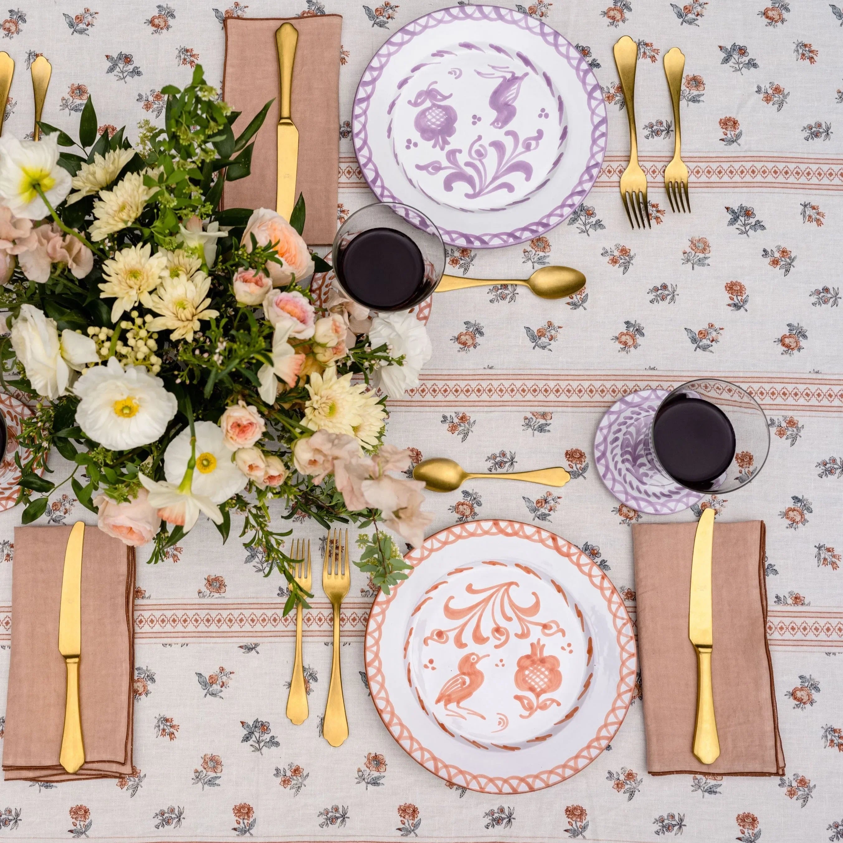 Dinner plate with hand painted designs - The Mayfair Hall