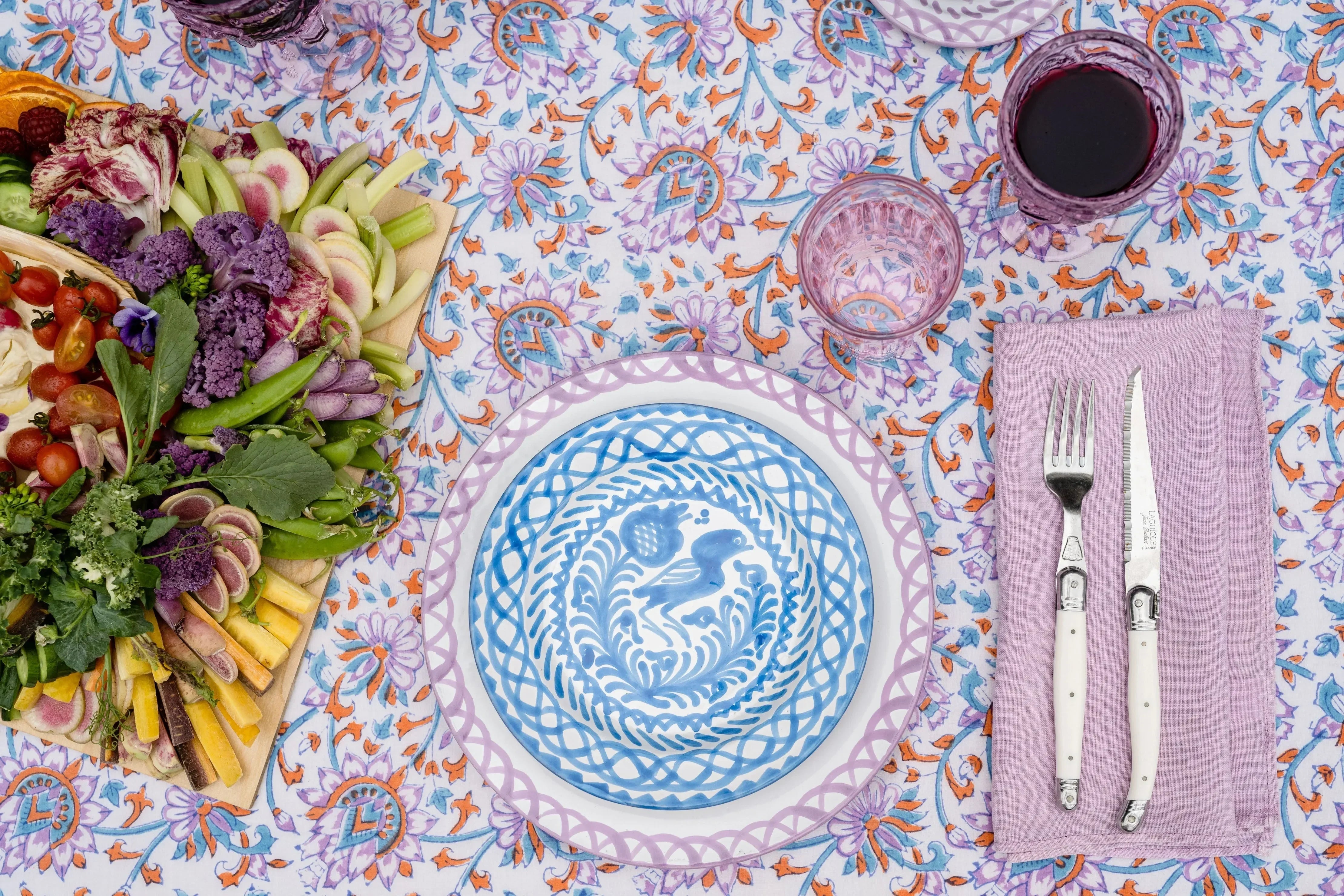 Salad plate with hand painted designs - The Mayfair Hall