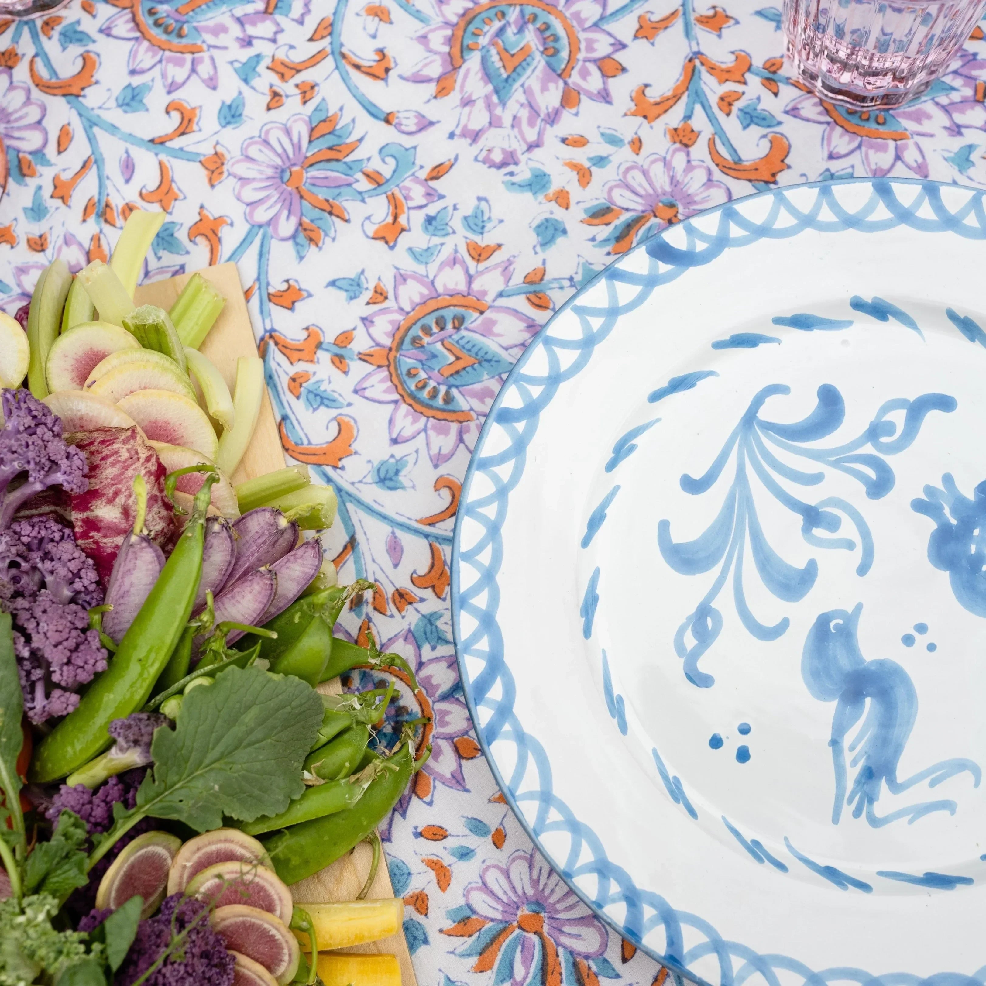 Dinner plate with hand painted designs - The Mayfair Hall