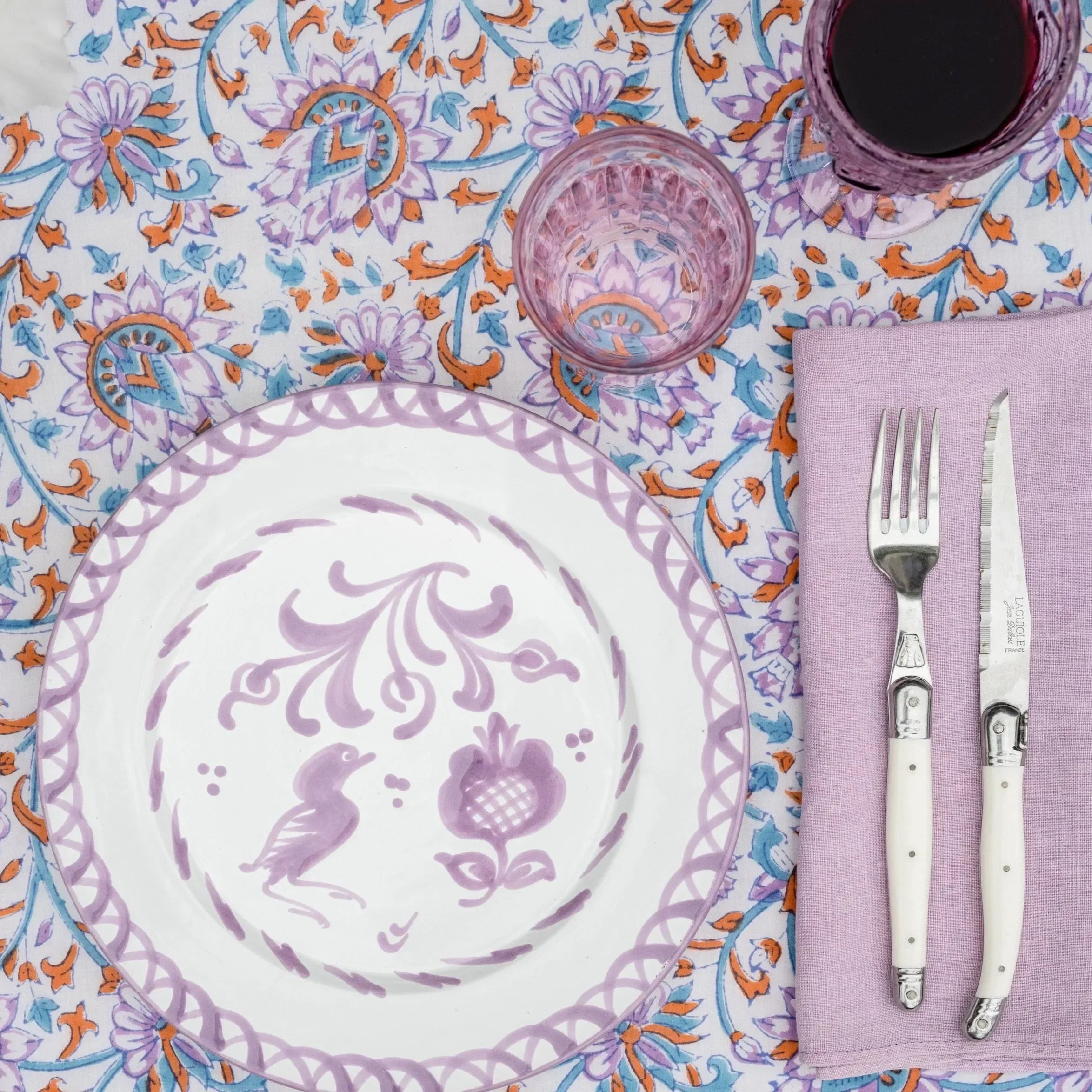 Dinner plate with hand painted designs - The Mayfair Hall