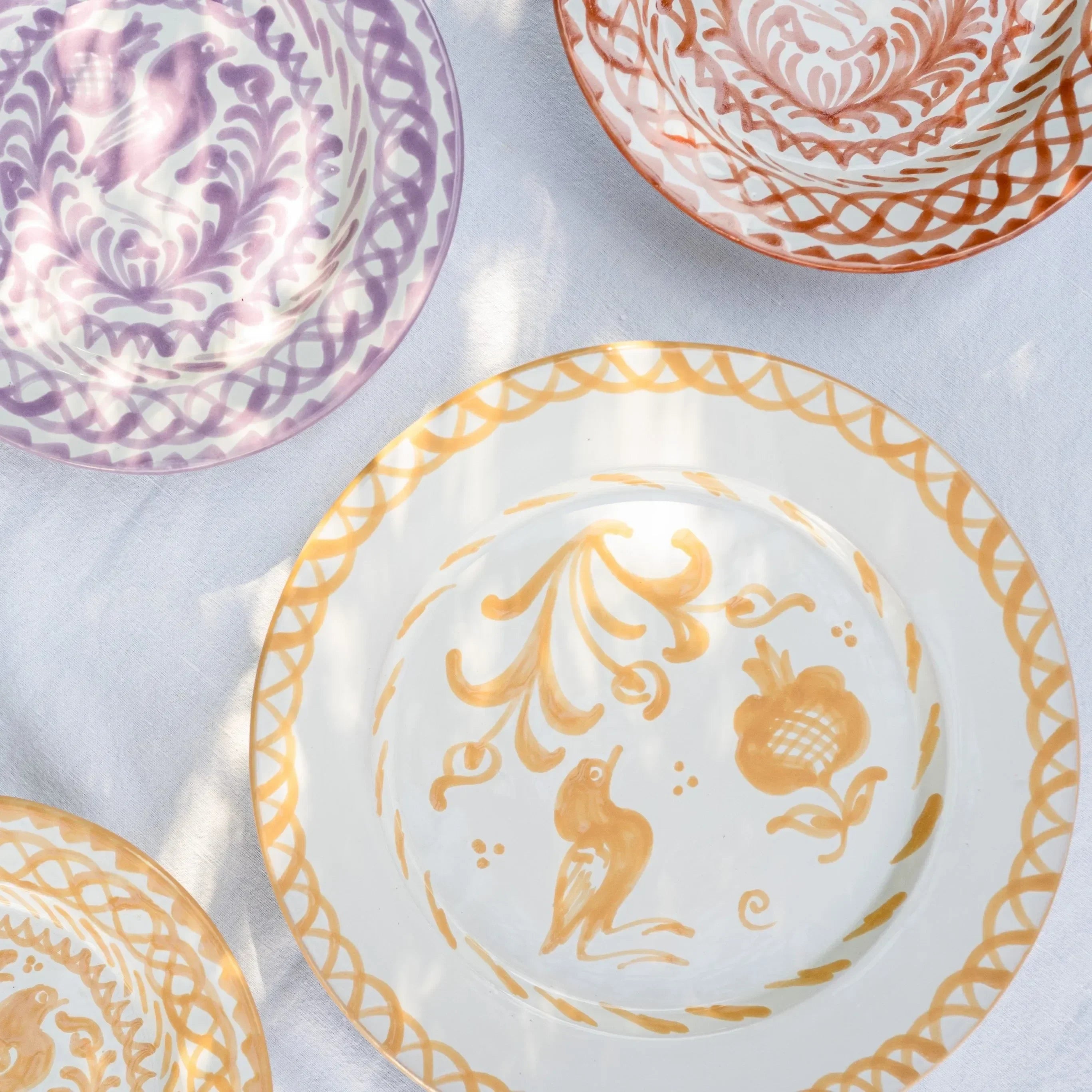 Dinner plate with hand painted designs - The Mayfair Hall